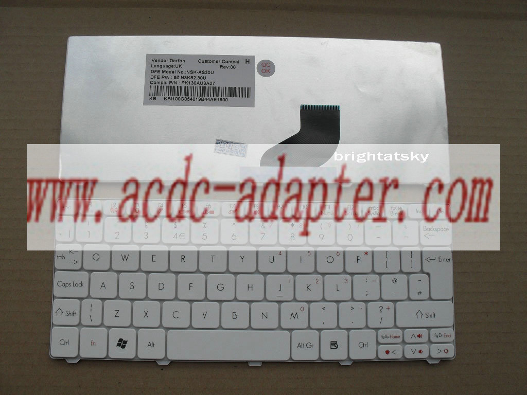 Original New Acer Aspire One PAV70 NAV70 UK Keyboard White Original New Acer Aspire One PAV70 NAV70 UK Keyboard White