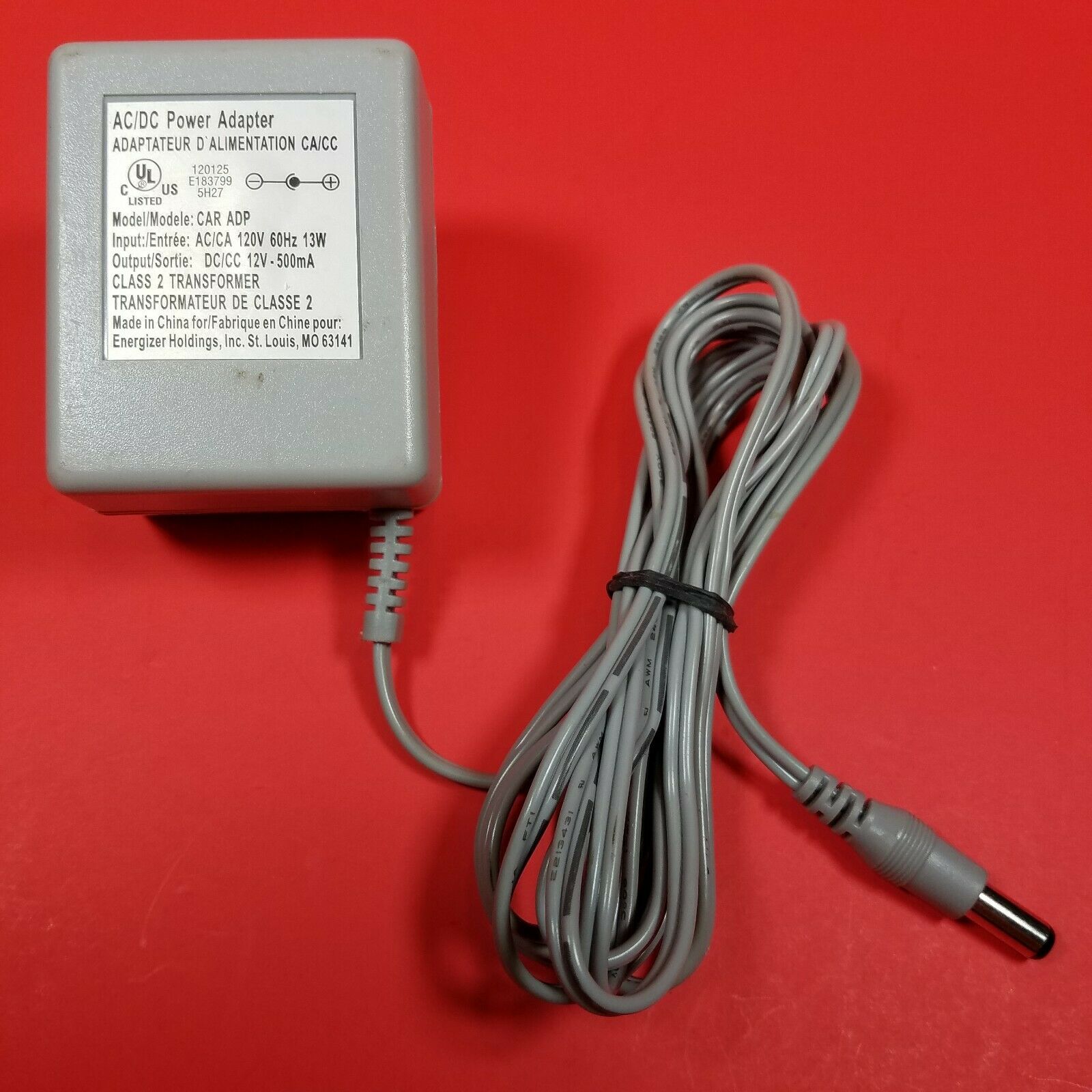 Genuine ENERGIZER CAR ADP Power Supply Adaptor 12V - 500mA OEM AC/DC Adapter Typ Genuine ENERGIZER CAR ADP Power Supply Adaptor 12V - 500mA OEM AC/DC Adapter Typ
