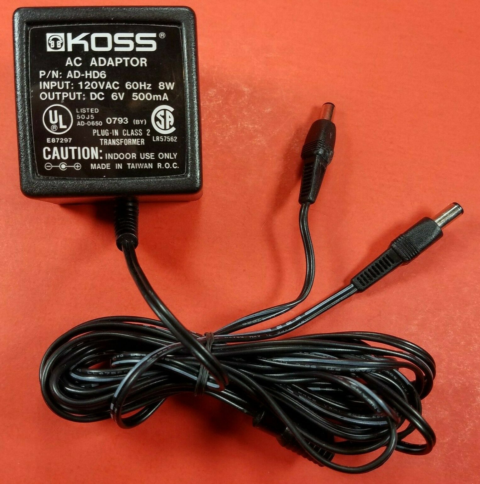 Genuine KOSS AD-HD6 Power Supply Adaptor Dual Output 6V 500mA OEM AC/DC Adapter C Genuine KOSS AD-HD6 Power Supply Adaptor Dual Output 6V 500mA OEM AC/DC Adapter C
