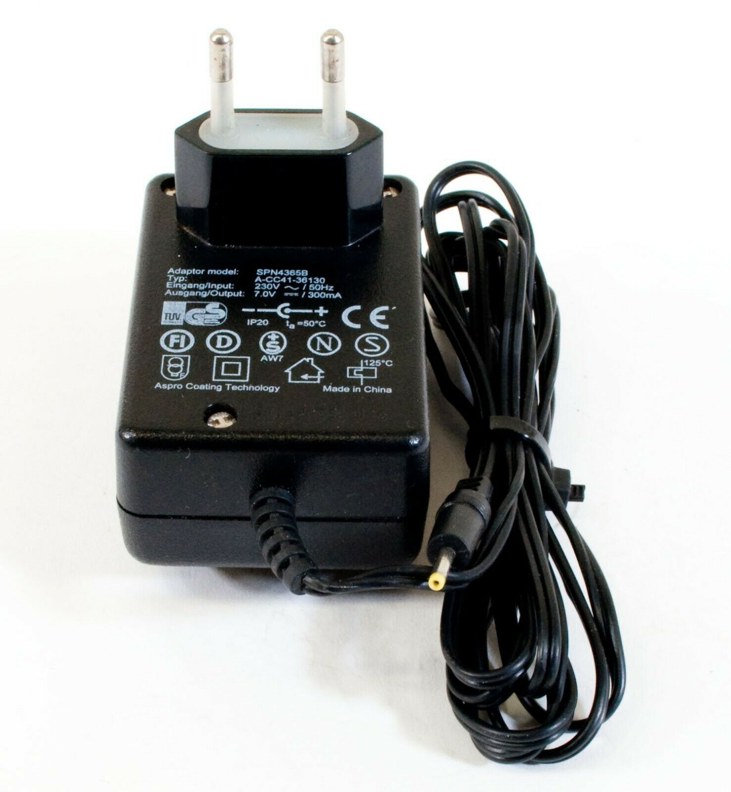 Aspro Coating SPN4365B AC Adapter 7V 300mA Original Power Supply Europlug Output Aspro Coating SPN4365B AC Adapter 7V 300mA Original Power Supply Europlug Output