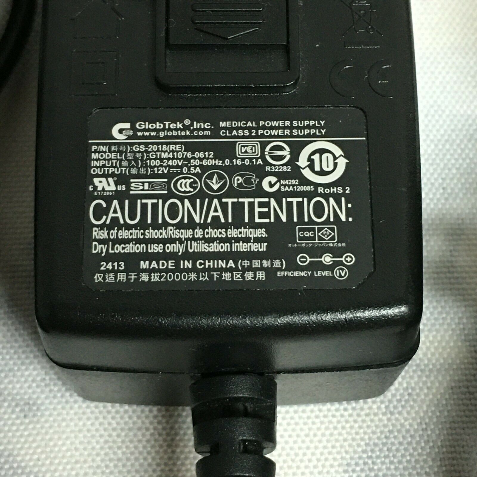 GlobTek MEDICAL POWER SUPPLY GTM41076-0607 Type: POWER SUPPLY Features: new MP GlobTek MEDICAL POWER SUPPLY GTM41076-0607 Type: POWER SUPPLY Features: new MP