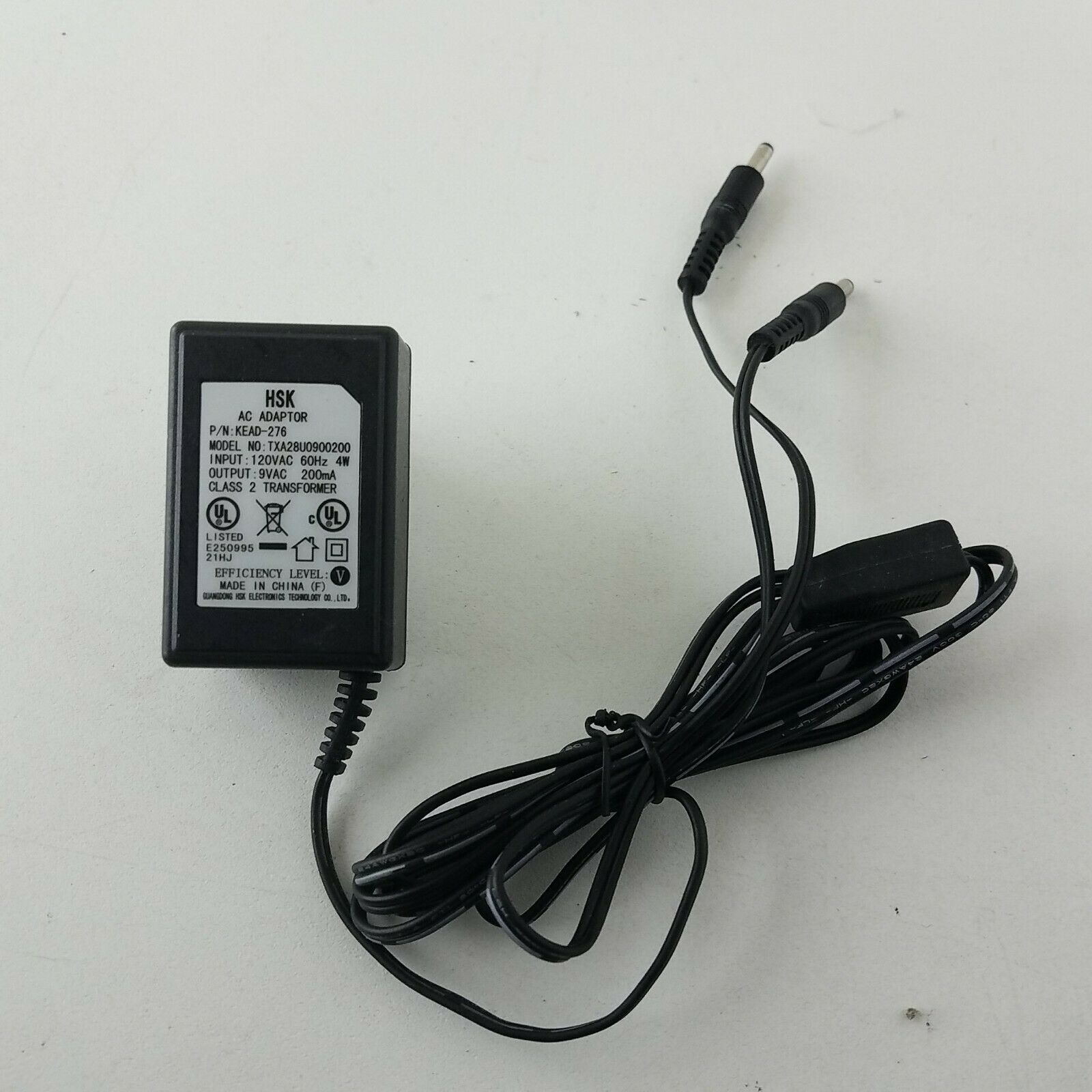 HSK AC Adapter KEAD-276 TXA28U0900200 9 V AC Country/Region of Manufacture: Chin HSK AC Adapter KEAD-276 TXA28U0900200 9 V AC Country/Region of Manufacture: Chin