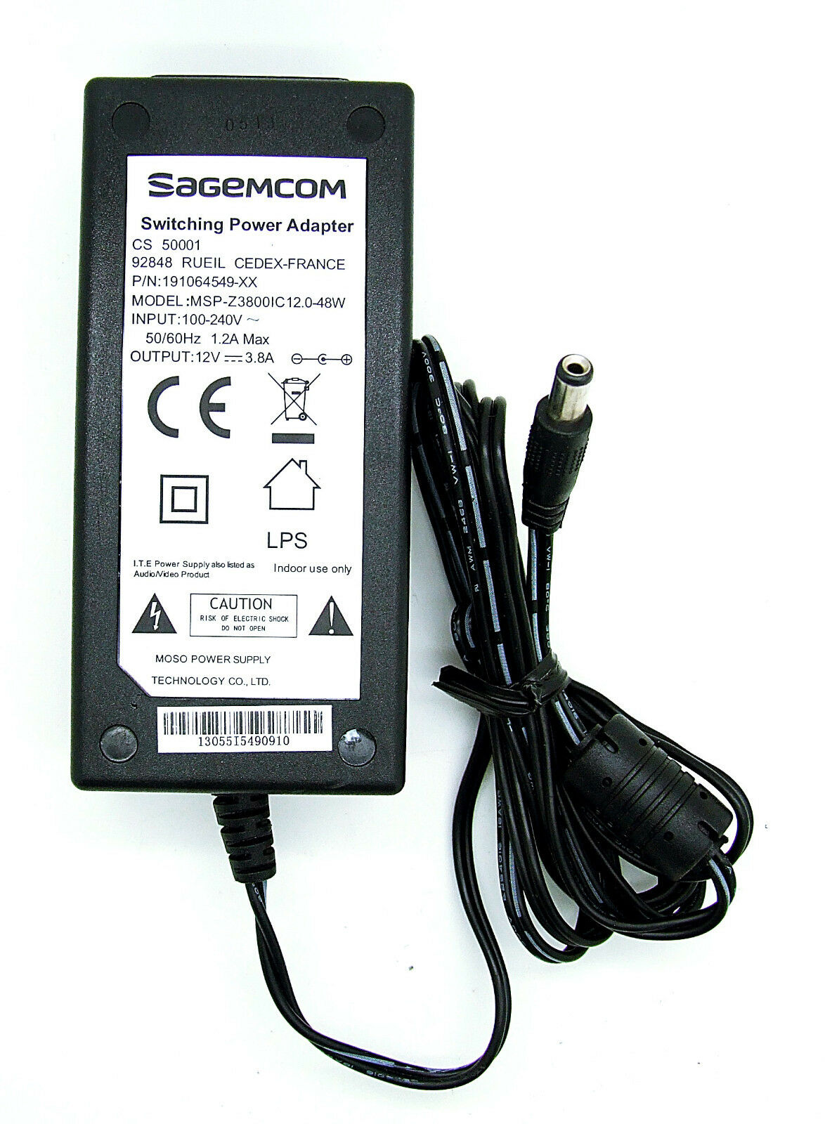 Original Alimentateur Sagemcom Power Adapter MSP-Z3800IC12.0-48W 12V 3,8A Noir N Original Alimentateur Sagemcom Power Adapter MSP-Z3800IC12.0-48W 12V 3,8A Noir N