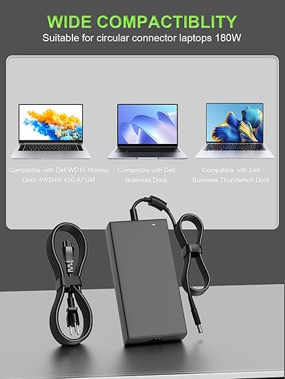 180W 130W Power Adapter Compatible with Dell Dock WD15 WD19 WD19S WD19TB WD22TB4 S 180W 130W Power Adapter Compatible with Dell Dock WD15 WD19 WD19S WD19TB WD22TB4 S
