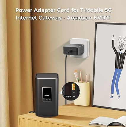 45W USB-C Power Adapter for T-Mobile 5G Internet Gateway Arcadyan KVD21, Sagemcom 45W USB-C Power Adapter for T-Mobile 5G Internet Gateway Arcadyan KVD21, Sagemcom
