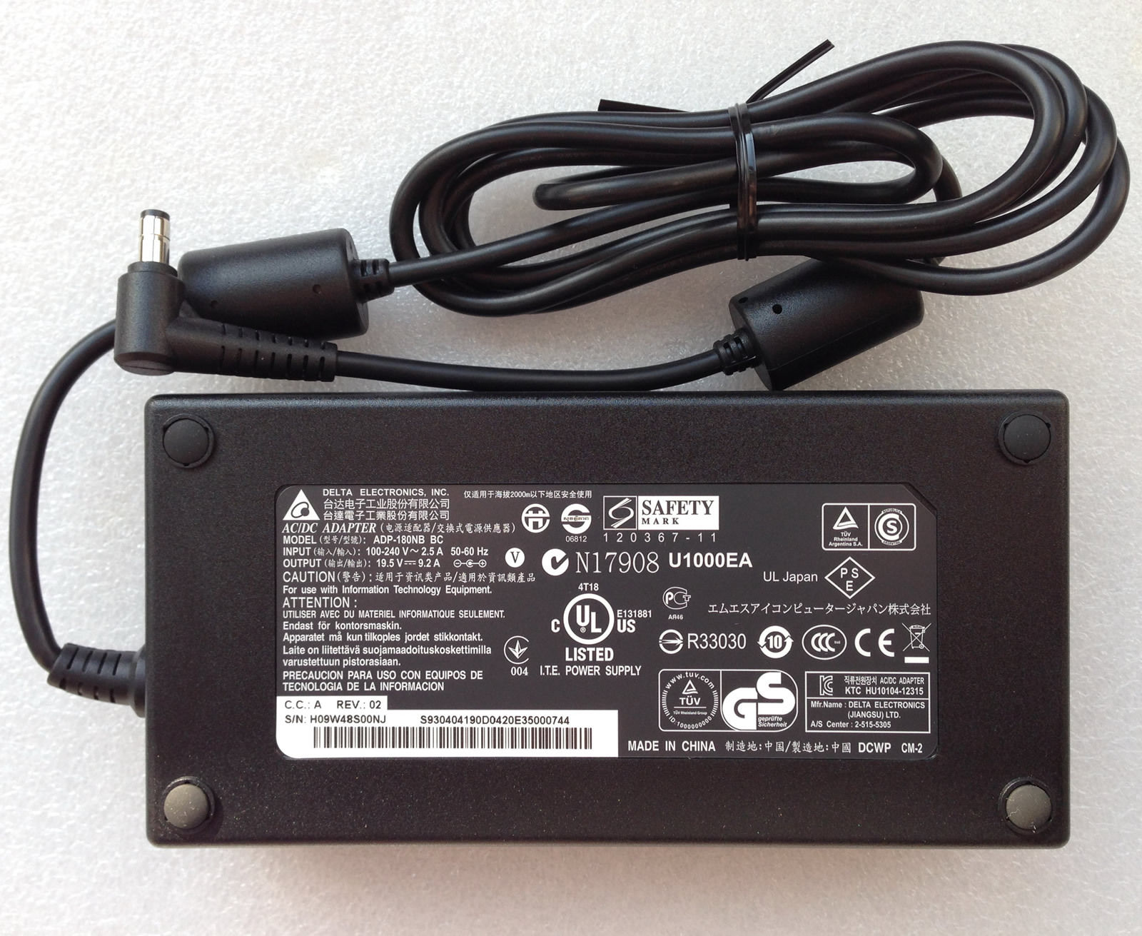 Genuine 19.5V 9.2A MSI GT70 Delta ADP-180NB BC 180W AC Adapter C Genuine 19.5V 9.2A MSI GT70 Delta ADP-180NB BC 180W AC Adapter C