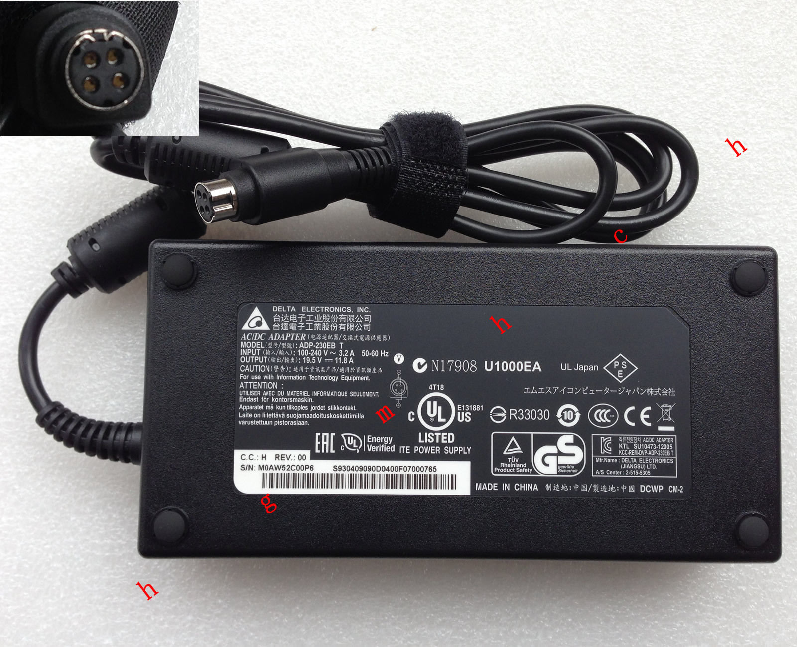 19.5V 11.8A 230W Sager 8270 8275 NP8270 AC Adapter charger 19.5V 11.8A 230W Sager 8270 8275 NP8270 AC Adapter charger