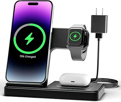 Wireless Charger iPhone Charging Station: 3 in 1 Charger Stand Multiple Devices fo Wireless Charger iPhone Charging Station: 3 in 1 Charger Stand Multiple Devices fo