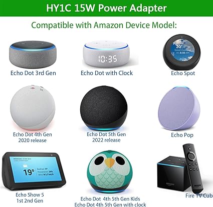 15W Alexa Power Cord Replacement for Echo Dot 3rd Generation, Echo Dot 4th Generat 15W Alexa Power Cord Replacement for Echo Dot 3rd Generation, Echo Dot 4th Generat