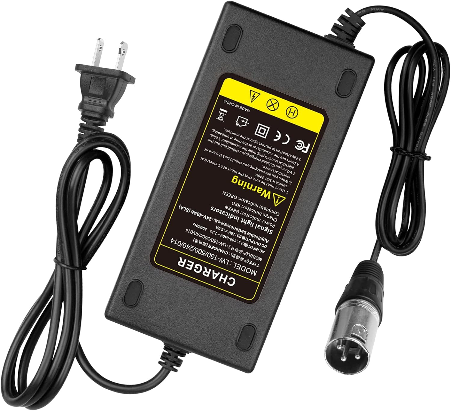 24V 5A 3-Pin Male XLR Connector Battery Charger for Lakematic, Pride Mobility, Jaz 24V 5A 3-Pin Male XLR Connector Battery Charger for Lakematic, Pride Mobility, Jaz