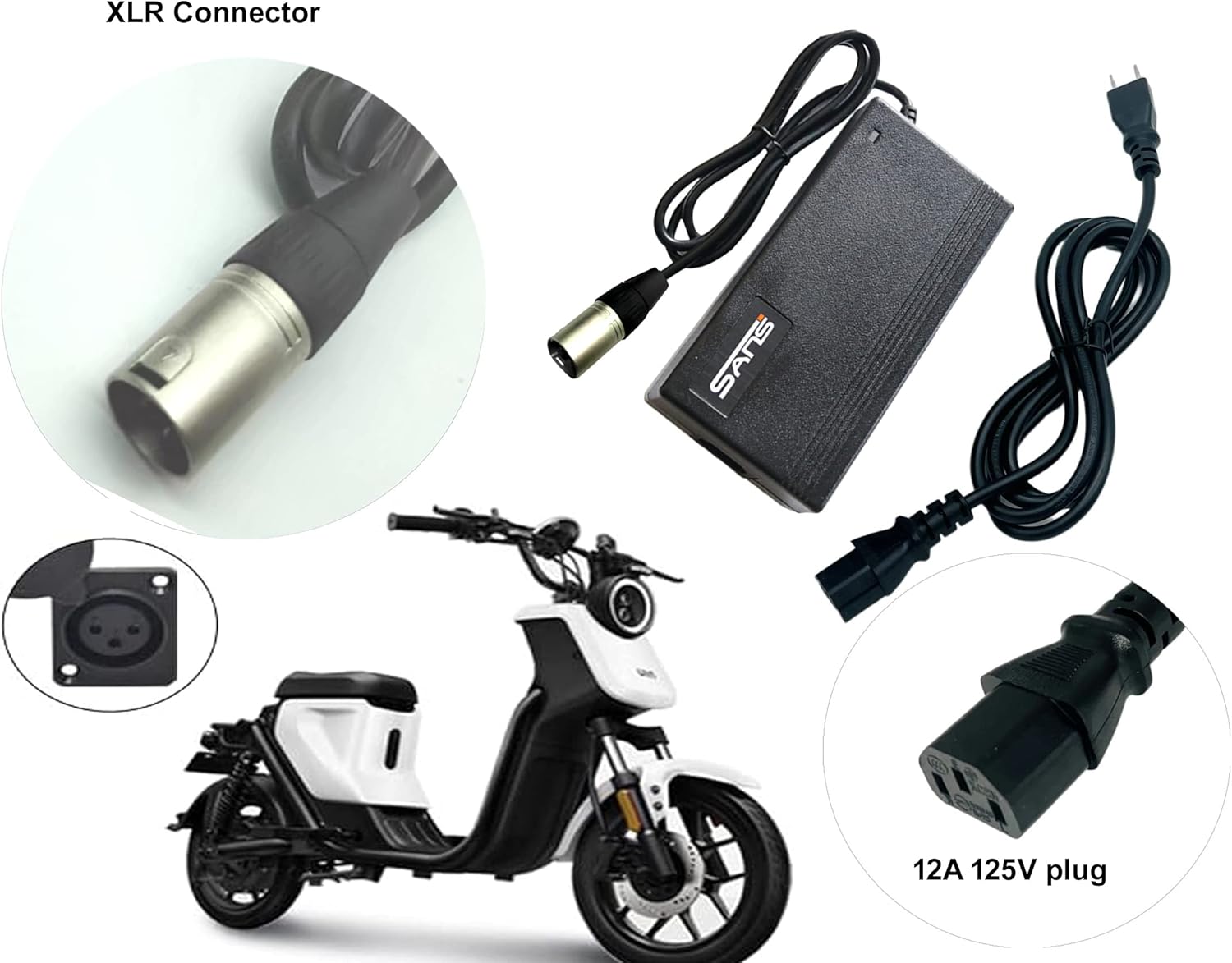 Smart Charger with an Microphone XLR Head for 48V Li-ion Battery Used in E-Bikes a Smart Charger with an Microphone XLR Head for 48V Li-ion Battery Used in E-Bikes a
