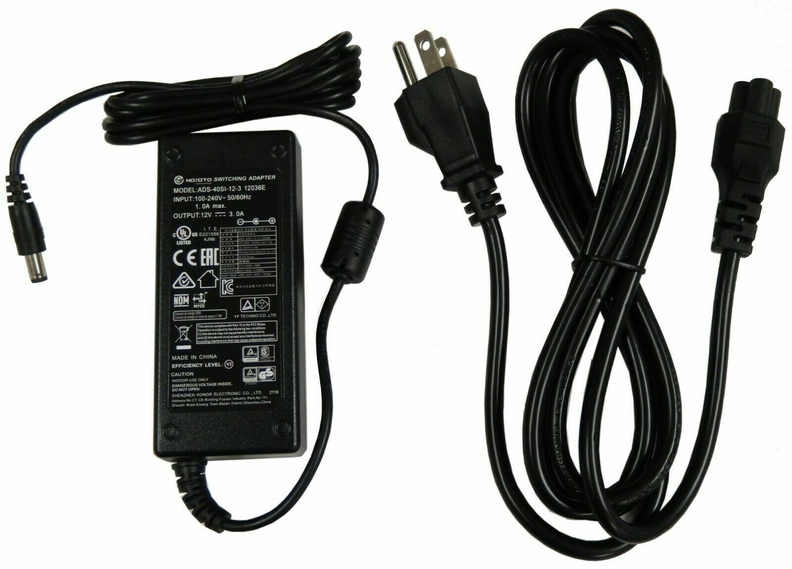 Honoto Switching AC Power Adapter 12V 3A ADS-40SI-12-3 12036E FOR OWL Conference Honoto Switching AC Power Adapter 12V 3A ADS-40SI-12-3 12036E FOR OWL Conference