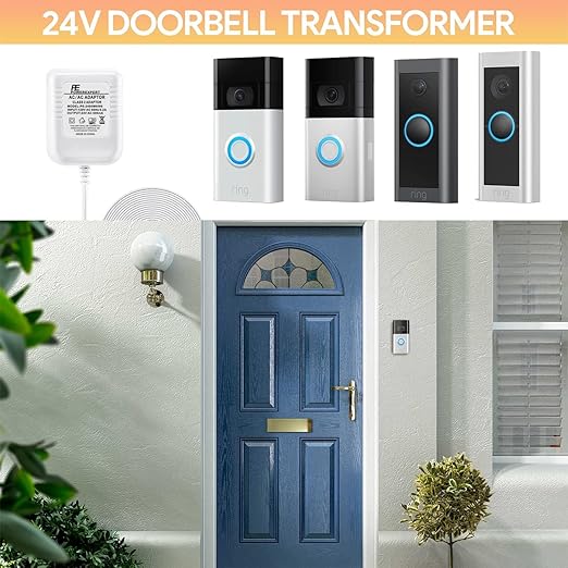 Doorbell Transformer 24V Adapter for Ring Video Doorbell, 16.4ft Long C Wire Power Doorbell Transformer 24V Adapter for Ring Video Doorbell, 16.4ft Long C Wire Power