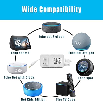 15W Charger for Alexa Dot 5th Gen/Dot 4th Gen/3rd Gen/Kids Edition/TV Cube/Show 5 15W Charger for Alexa Dot 5th Gen/Dot 4th Gen/3rd Gen/Kids Edition/TV Cube/Show 5
