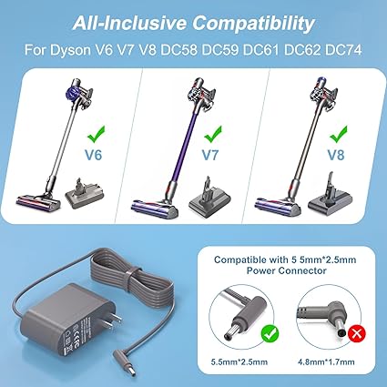 26.1V Replacement for Dyson V8 Charger Compatible with 205720-02 Dyson Cordless Va 26.1V Replacement for Dyson V8 Charger Compatible with 205720-02 Dyson Cordless Va