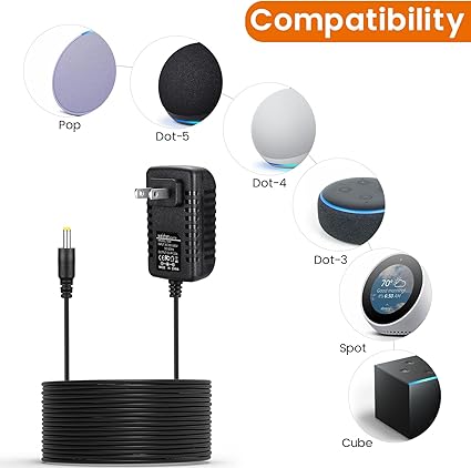 15W Power Adapter Replacement for Echo Pop, Dot 5th Gen, Dot 4th Gen, Dot 3rd Gen, 15W Power Adapter Replacement for Echo Pop, Dot 5th Gen, Dot 4th Gen, Dot 3rd Gen,
