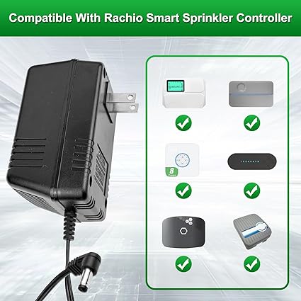 24V AC Power Adapter, 24V Power Supply Transformer for Rachio Smart Sprinkler Cont 24V AC Power Adapter, 24V Power Supply Transformer for Rachio Smart Sprinkler Cont