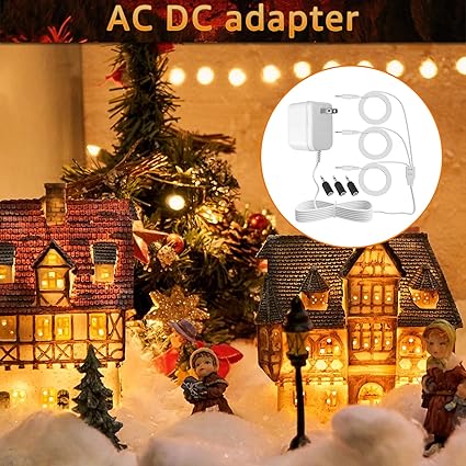 White AC/DC Power Adapter Compatible with Department 56 Accessories Village Collec White AC/DC Power Adapter Compatible with Department 56 Accessories Village Collec