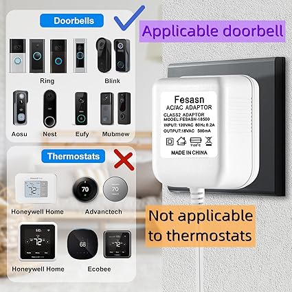 Fits for Ring Doorbell Charger and Ring Door Bell Wired, AC 18V Video doorbell Spe Fits for Ring Doorbell Charger and Ring Door Bell Wired, AC 18V Video doorbell Spe