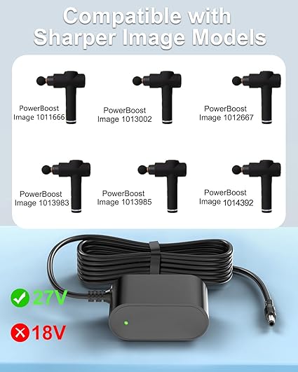 27V Massage Gun Charger for Sharper Image Powerboost 1011666 1013002 1012667 10147 27V Massage Gun Charger for Sharper Image Powerboost 1011666 1013002 1012667 10147