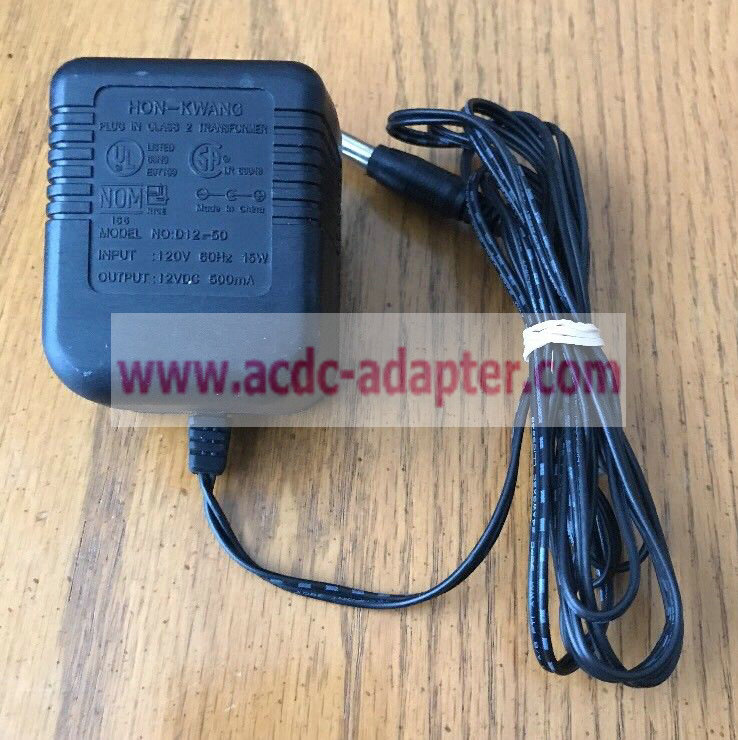New Hon-Kwang 12V DC 500mA D12-50 Class 2 Transformer AC Power Supply Adapter New Hon-Kwang 12V DC 500mA D12-50 Class 2 Transformer AC Power Supply Adapter